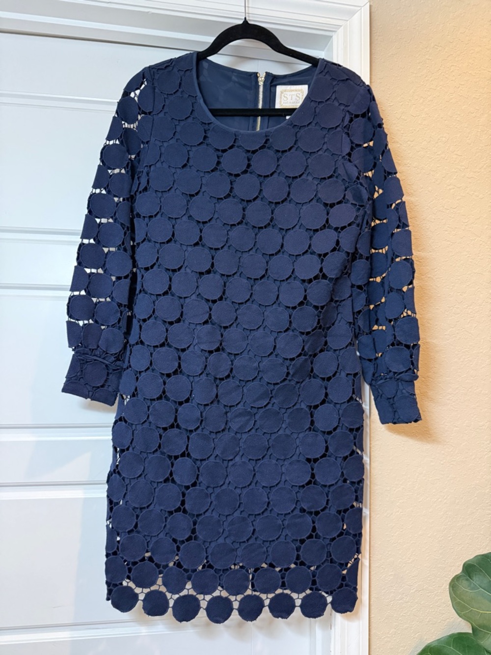 Sail to Sable Navy Blue Circle Lace Shift Dress